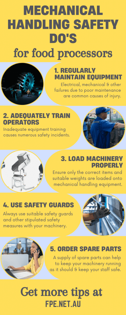 Mechanical Handling Safety Do's for Food Processors Infographic